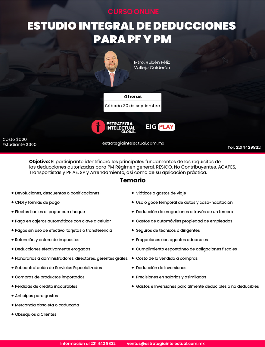 Temario Estudio Integral de Deducciones para PF y PM